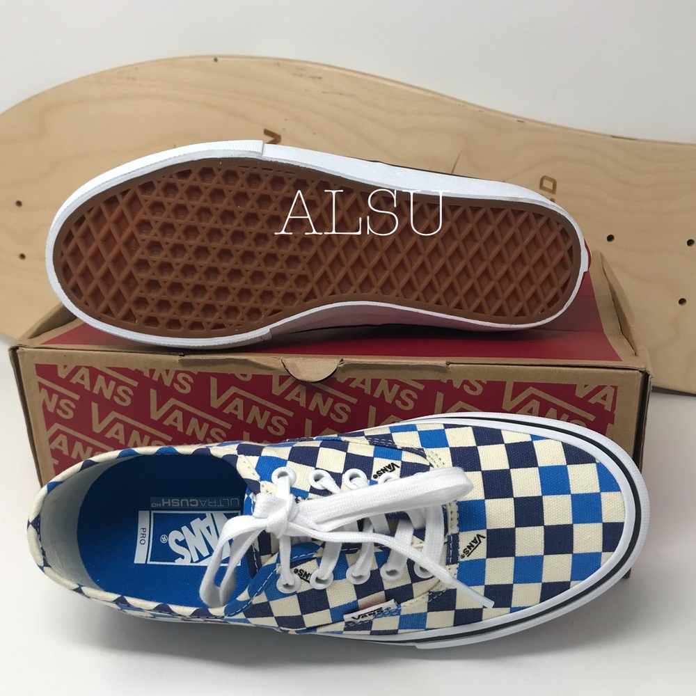 🌸Sale🌸 VANS Authentic Pro Checkerboard White Blue Womens Size 8.5 VN0A3479UH2 - Picture 5 of 8